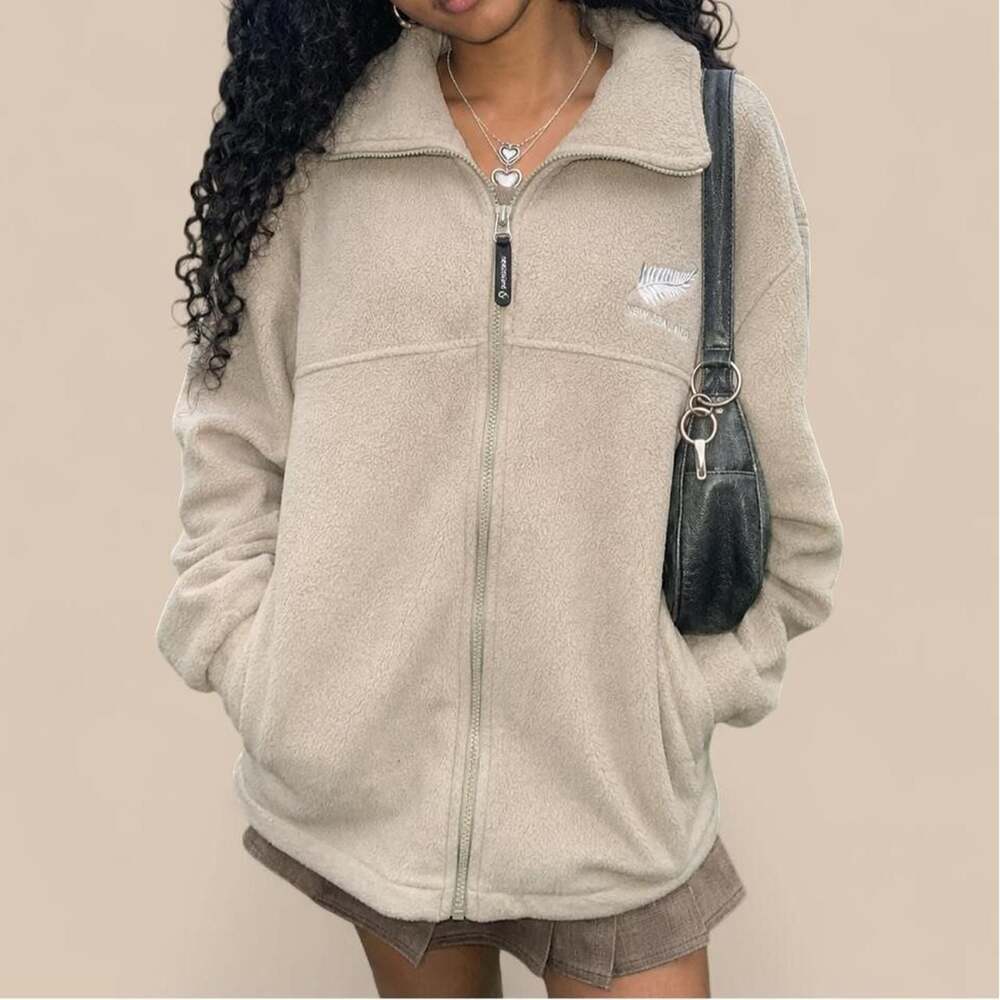 Kiwistuff New Zealand Vintage Fleece Jacket Beige Silver Fern